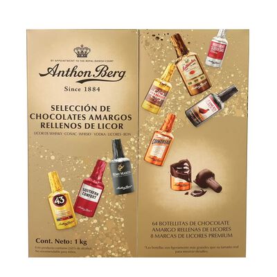 Anthon Berg - Chocolates Amargos Premium Rellenos de Licor 64 Pzas 1kg