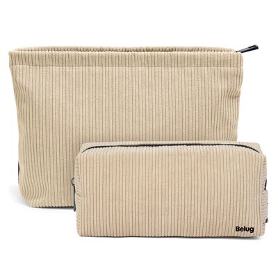 2pcs Cosmetiquera Neceser Estuches De Maquillaje beige