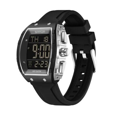 Reloj moda esfera plateado grande correa TPU cron&oacute;grafo deportivo calendario luminoso contra agua