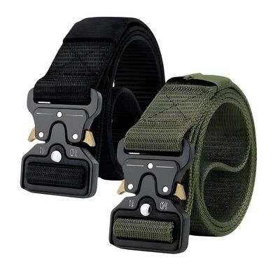 2pzs Cinturones T&aacute;ctico Ajustable Moda Calidad Cinto Militar Negro + Verde militar Talla 125