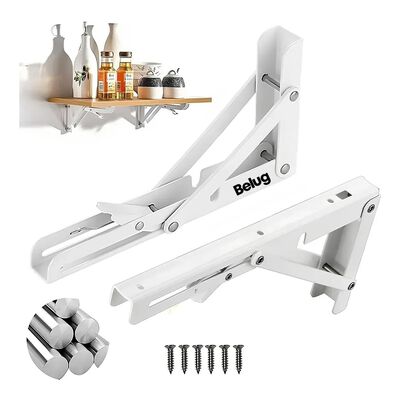 Soporte M&eacute;nsula Brazo P/repisa Belug Abatible Plegable Par Blanco