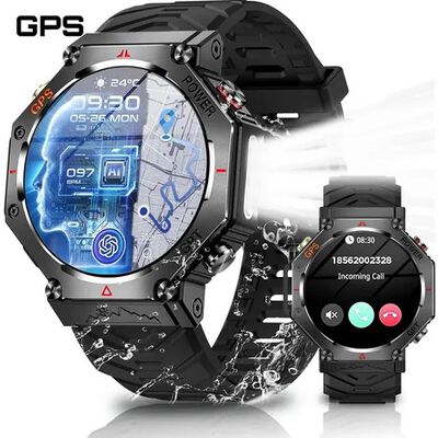 Smartwatch Reloj Inteligente Hombre Gps Llamada Bluetooth Negro Deportivo Siliconas Negro Negro