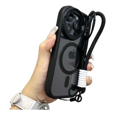 Funda Case Para Iphone Magsafe Con C&aacute;mara Protector+correas Modelo Iphone 16 Pro Max negro
