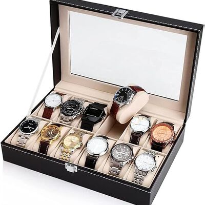A BLACK MAMUT Caja Organizadora de Relojes para Hombre, Relojero,Tipo Piel, Terciopelo Suave, Acolchonado Estilo Elegante .