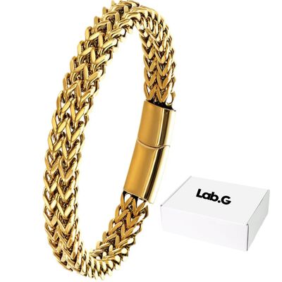 Esclava Oro Dos 23 cm Filas De Acero Magn&eacute;tica Hebilla Para Hombre