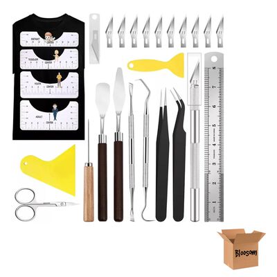 Kit Herramientas Manuales De Vinilo Regla Gu&iacute;a De Playera 26 Piezas Plata