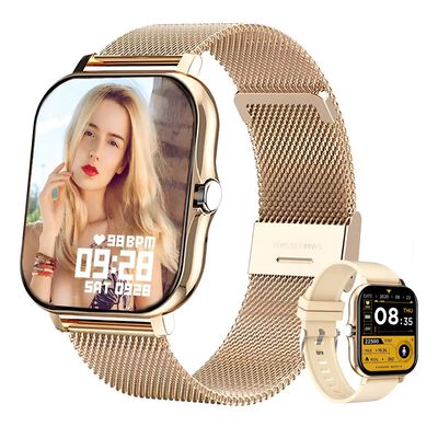 Reloj Inteligente Deportivo 1.85 Smartwatch Para Mujer Dorado