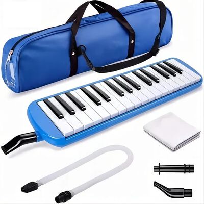 Melodica Portatil 32 Teclas Teclado Piano para Ni&ntilde;os Peque&ntilde;os con Boquilla y Estuche Color Azul