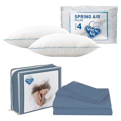 S&aacute;banas Matrimonial Spring Air Basic Azul Acero +2 Almohadas Spring Air Osos