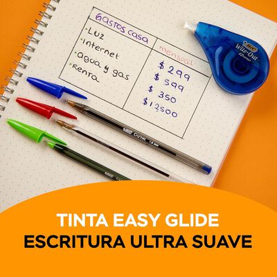 BIC Bol&iacute;grafo Cristal Intenso Punto Extra Grueso 1.6mm Escritura Tipo Gel Trazos Suaves Escritura m&aacute;s Visible 10 Piezas