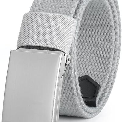 AWAYTR - Cinturones de lona para ni&ntilde;os, uniforme escolar ajustable, cintur&oacute;n de golf para ni&ntilde;os con hebilla abatible plateada.