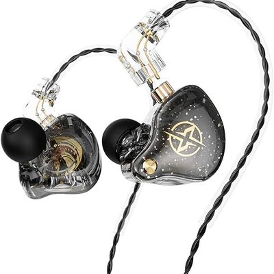 Auriculares intraurales con cable, Colorful Hybrid monitores intraurales, auriculares HiFi de graves profundos con cables desmontables con pin B, auriculares aislantes de ruido (micr&oacute;fono) (Negro).