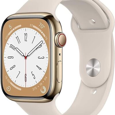 Apple Watch Series 8 Acero inoxidable Dorado 41 MM (GPS+WiFi)Correa Blanco Reacondicionado Garantizado