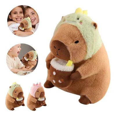 Peluche De Capibara Dinosaurio Cafe Verde