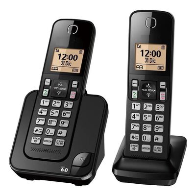 Tel&eacute;fonos Inal&aacute;mbricos 2 Piezas Negro