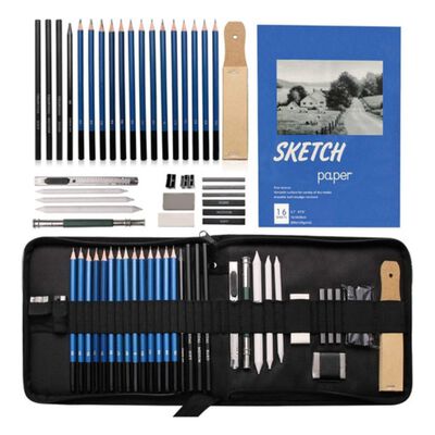 Kit 35 Piezas Profesional De Dibujo Con L&aacute;pices Hb