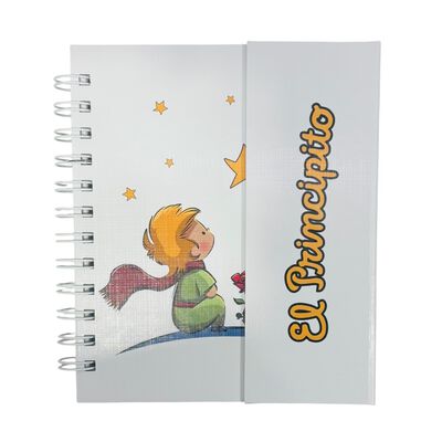 Libreta estilo franc&eacute;s de tapa dura laminado liso con espiral met&aacute;lico El principito