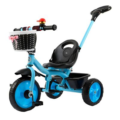 Triciclo Tipo Carreola Plegable Portatil Reclinable 2 En 1 Color Azul