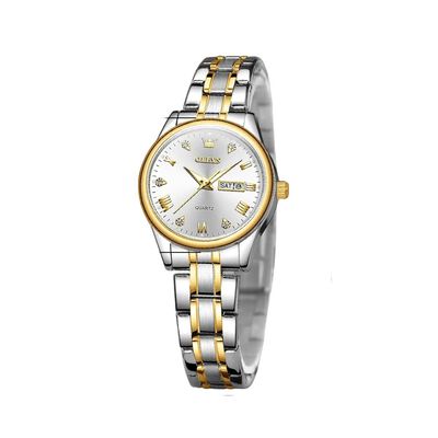"Reloj Mujer Olevs 5563 Original Luminoso Plata Dorado "