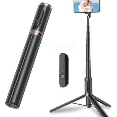 60in Tripode Para Selfie Stick Port&aacute;til Para Telefono Negro