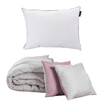 Edred&oacute;n Individual Dicasa Couzy Doble Vista Lila con Gris con Almohada One