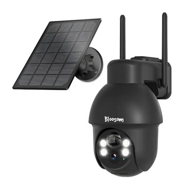 C&aacute;mara De Vigilancia Solar Con Bater&iacute;a Recargable Alexa, Negro