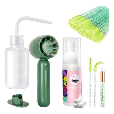 Kit Shampoo Espuma Para Pesta&ntilde;as Y Brocha Para Extensiones VERDE LIMA
