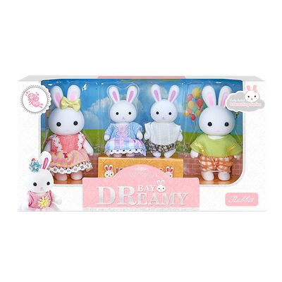 Juguete Set de 4 Conejitos Dreamy con Ropa Intercambiable y Detalles de Moda