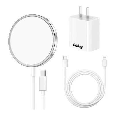 Cargador Inalambrico Belug+ Cable Tipo C + Cargador 20w Blanco