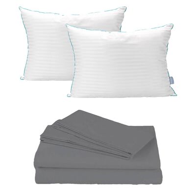 S&aacute;banas Matrimonial Spring Air Basic Gris con 2 Almohadas Royal