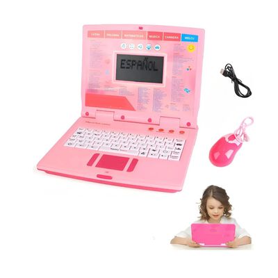 Computadora Laptop De Juguete De Espa&ntilde;ol Ingles Para Ni&ntilde;os Rosa Bloosom