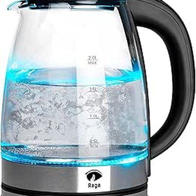 A Raganet, Tetera El&eacute;ctrica de Vidrio, Capacidad de 2L, Indicador de Encendido de Luz LED