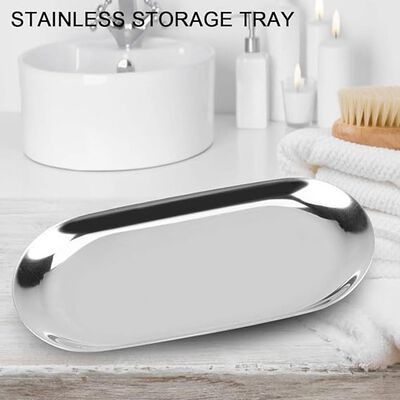A Fdit Bandeja de Joyeria Decorativa Bandeja de Almacenamiento Cosm&eacute;ticos Joyer&iacute;a Placa de Pastel de Acero Inoxidable para la Cocina casera Estilo n&oacute;rdico(S-Plateado).
