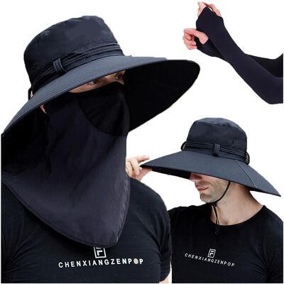 Sombrero Para El Sol Y Con Guardapolvo Para Cuello Y La Cara Negro Malubero