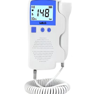 Detector De Frecuencia Card&iacute;aca Fetal Doppler + Gel Bater&iacute;a, Blanco/Azul