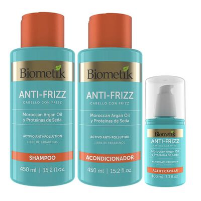 Biometik Kit Antifrizz 3 En 1 Shampoo+acondicionador+aceite