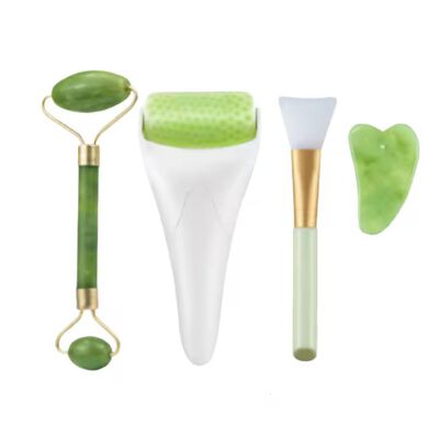 Rodillo Facial de Jade Antienvejecimiento 4 Piezas