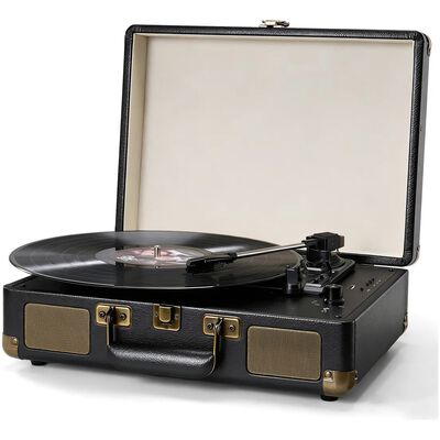 Tocadiscos De Vinilo Negro Retro Port&aacute;til Con Bluetooth