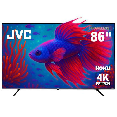 JVC Pantalla Smart TV 86 pulgadas 4K UHD LED Frameless Roku TV Netflix YouTube Prime Video Modelo SI86URF