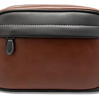 Bandoleras Tactica Bolsa De Piel Hombre Crossbody Y Cartera Marron con Negro