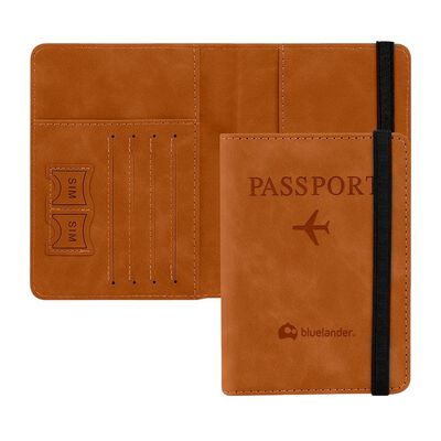 Bluelander Porta Pasaporte, con Protecci&oacute;n RFID, Porta Pasaporte y Visa, 15 x 20.5 cm, (Caf&eacute;)