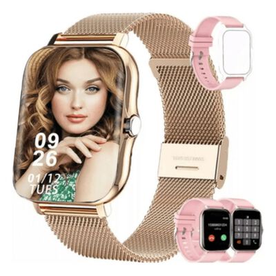 Reloj Inteligente Deportivo 1.85 Smartwatch Para Mujer Dorado