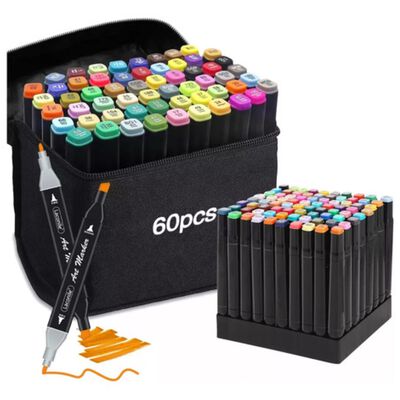 Marcadores Doble Punta Plumones Punta Pincel 60 Colors