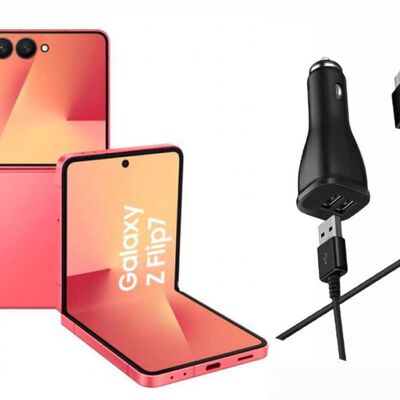 Galaxy Z Flip 7 Coral Red 256 GB NUEVO Libre de Fabrica + CARGADOR DE CARRO DE 25 W