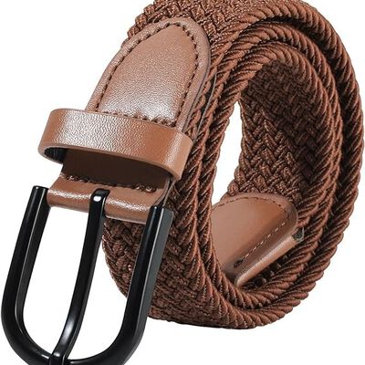 AWAYTR - Cintur&oacute;n el&aacute;stico trenzado para ni&ntilde;os, con hebilla negra y hebilla el&aacute;stica de golf, para ni&ntilde;os y ni&ntilde;as de 4 a 12 a&ntilde;os.