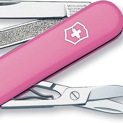 Victorinox Navaja, Classic, color Rosa Transparente, 58 mm, 7 Usos.