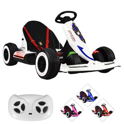 Montable Electrico Go Kart para Ni&ntilde;os Largo Ajustable Luz 12v - Blanco