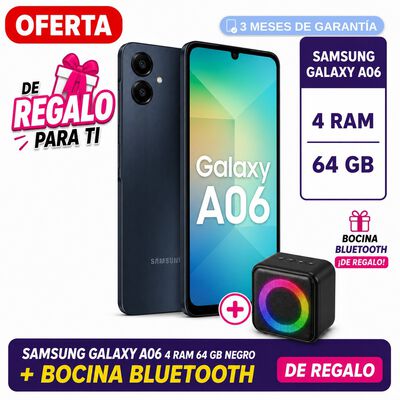 SAMSUNG GALAXY A06 4 RAM 64 GB NEGRO + BOCINA BLUETOOTH DE REGALO