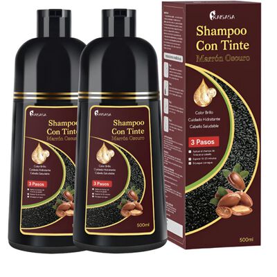 Shampoo Con Aceite De Arg&aacute;n Tinte Cubre Canas 2 Pzs