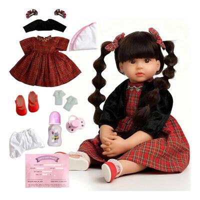 Mu&ntilde;eca Beb&eacute; Reborn 55cm Con Cabello Largo Realista Con Cuerpo Suave Y Detalles Faciales